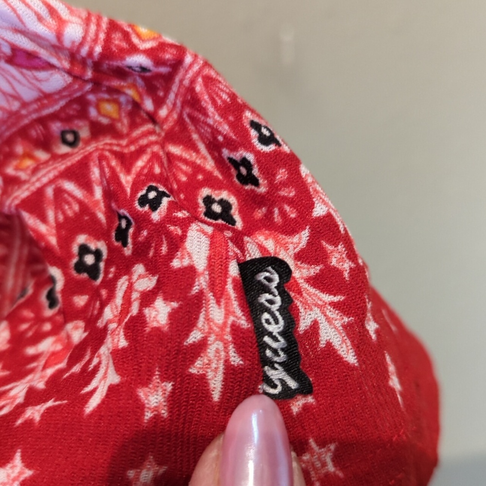 Festival Y2K Guess Jeans Semi Sheer Red Small Stretch Printed Floral Depop Vtg - Picture 10 of 12